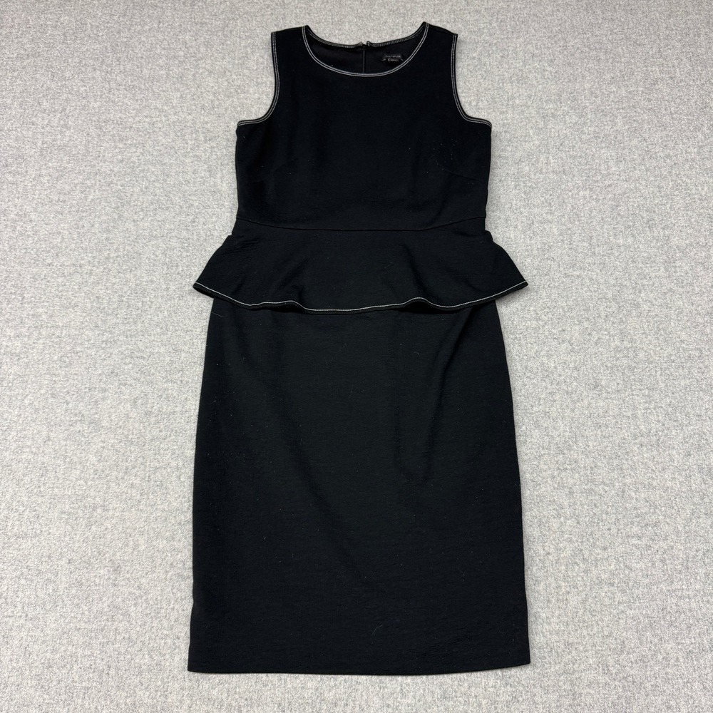Ann Taylor Peplum Sheath Dress 2 Black Contrast Stitch Sleeveless Work Business